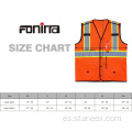 Clase 2 chaleco de seguridad reflectante de color naranja de alta visibilidad